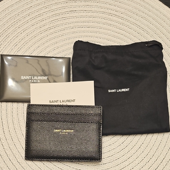 Saint Laurent Black Leather Card Holder - New - Picture 1 of 5